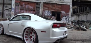 White Dodge Charger With Two Doors and Wide Body