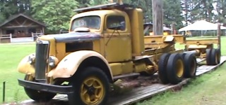 Vintage White Log Truck