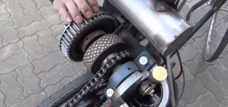 Homemade Open Crank Motor Bicycle Cruises on the Road So Smoothly