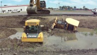 345CL Excavator Pulls Out 2 Deere Dozers From a Canal &quot;Stuck?&quot;