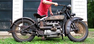 Henderson Deluxe 1928 Model Motorcycle Cold Start