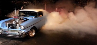 Monstrous Supercharged Big Block Powered 1957 Chevrolet Bel Air Makes Some Crazy Burnouts!