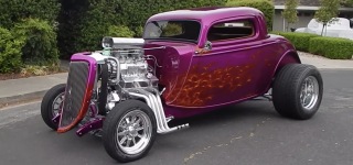 Purple Fire: 1933 Ford 3 Window Coupe Hot Rod High-Boy Street Rod