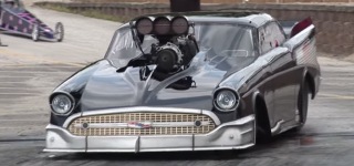 Scream of a Badass 1957 Chevy with the Loudest Blower Whine Ever