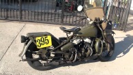Guy Kickstarts 1942 Harley Davidson WLA and Does Some Cool Burnouts