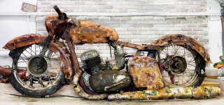 Restoration Abandoned Old Motorcycle JAWA from 1960s
