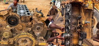 Rebuilding CAT 966E Wheel Loader Full Engine || Repairing CAT 6 Cylinder Engine in Local Workshop