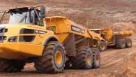 Volvo A30G Dumpers with 1 Meter Wide LGP Tires Moving Sand